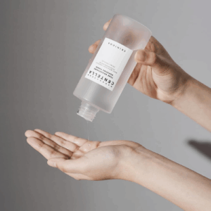 Toner bottle with packaging - clean skincare design