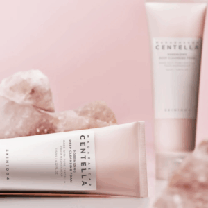 Product tube with clean pink and white packaging
