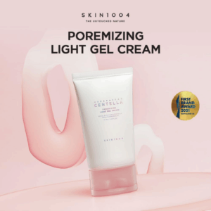 Light gel cream applied to cheek in skincare routine