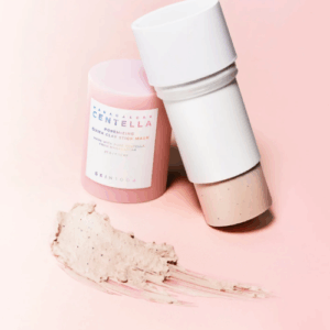 Open stick mask with visible pink clay content