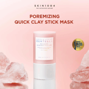SKIN1004 clay stick mask placed beside cleanser and toner in routine