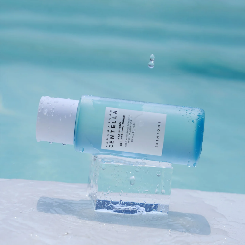 Watery texture of Hyalu-Cica Toner applied to hand or cotton pad